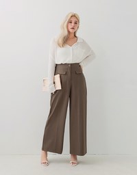 Minimal Chic Pleated Loose Suit Flare Pants