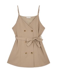 Korean Style Thin Straps Double- Belted Mini Dress
