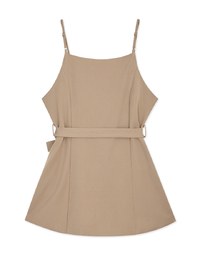 Korean Style Thin Straps Double- Belted Mini Dress