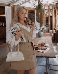 Korean Style Thin Straps Double- Belted Mini Dress
