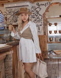 Korean Style Chic Two-Piece Shirt Dress