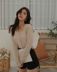 Basic Versatile Buttoned Pastel Knit Crop Top