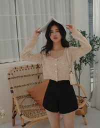 Basic Versatile Buttoned Pastel Knit Crop Top