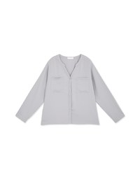 Textured Anti-Wrinkle Iron Free Collarless Blouse Shirt