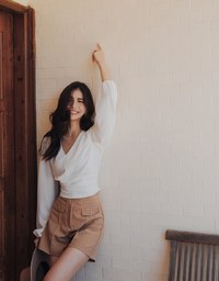 Minimalist Staple Ruched Cinched-Waist Top