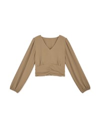 Minimalist Staple Ruched Cinched-Waist Top