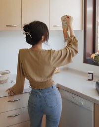 Minimalist Staple Ruched Cinched-Waist Top