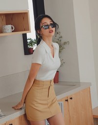 360° High Waisted Button Pleated Skort
