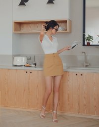 360° High Waisted Button Pleated Skort