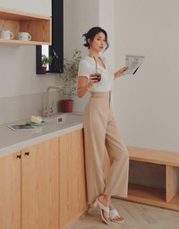 360° High Waisted Pleated Suit Straight-Leg Pants