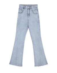 Understated Elegant Frayed Denim Jeans Flare Pants