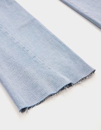 Understated Elegant Frayed Denim Jeans Flare Pants