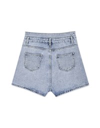 High Waisted Button Washed Denim Jeans Short