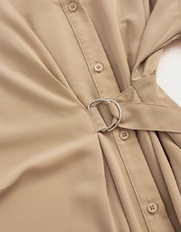 Soigné Dual-Loop Belted Midi Shirt Dress