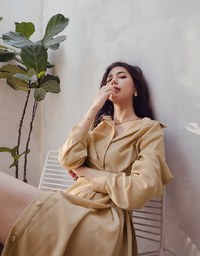 Soigné Dual-Loop Belted Midi Shirt Dress