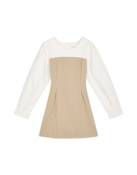 Dainty Splice Pleated Tie-Waist Mini Dress