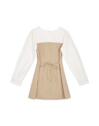 Dainty Splice Pleated Tie-Waist Mini Dress