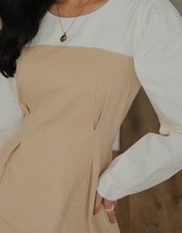 Dainty Splice Pleated Tie-Waist Mini Dress