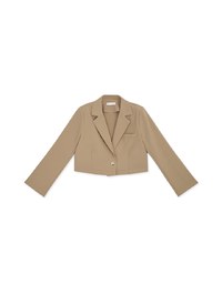 Edgy Smart Single-Button Crop Blazer(With shoulder pads)