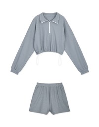 Stark Minimalism Zipped Cardigan + Short Set Wear