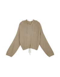 Minimal Simplicity Drawstring-Waist Sheer Knit Hoodie
