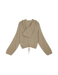 Minimal Simplicity Drawstring-Waist Sheer Knit Hoodie