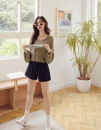 Minimal Simplicity Drawstring-Waist Sheer Knit Hoodie