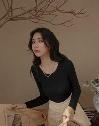 Round Neck Sheer Knit Top