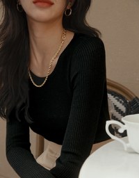 Round Neck Sheer Knit Top