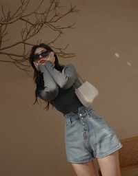 Round Neck Sheer Knit Top
