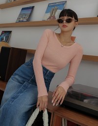 Round Neck Sheer Knit Top