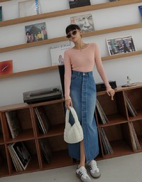 Round Neck Sheer Knit Top