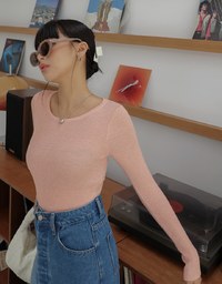Round Neck Sheer Knit Top
