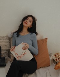 Round Neck Sheer Knit Top