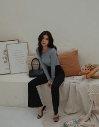 Round Neck Sheer Knit Top