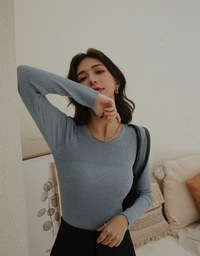 Round Neck Sheer Knit Top