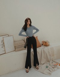 Round Neck Sheer Knit Top