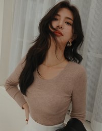 Round Neck Sheer Knit Top