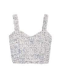 Classical Tweed Sweetheart Crop Tank Top (With Padding)
