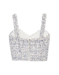 Classical Tweed Sweetheart Crop Tank Top (With Padding)