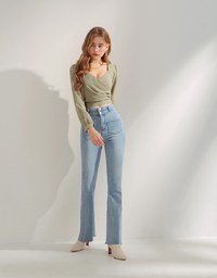 Minimal Chic Sweetheart Crossover Ruched Top