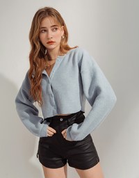 Minimal Chic Brushed Buttoned Oversized Top