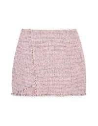 Danity Tweed Asymmetrical Frayed Hem Skorts