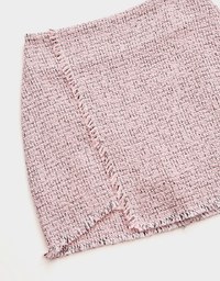 Danity Tweed Asymmetrical Frayed Hem Skorts