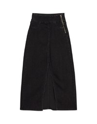 No Filter High Waisted Snatched Waist Shape-Up Slimming Slit Denim Jeans Midi Skirt