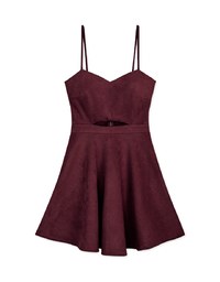 Sweetheart Hollow Suede Cami Dress (With Padding)