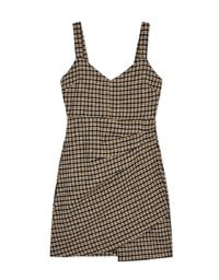 Vintage Plaid Ruched Cami Dress