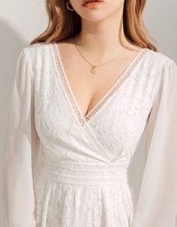 Classy Demure Hollow Texture Lace Mini Dress
