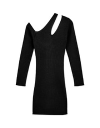 Avant-Garde Shoulder Hollow Knit Bodycon Dress