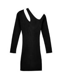 Avant-Garde Shoulder Hollow Knit Bodycon Dress